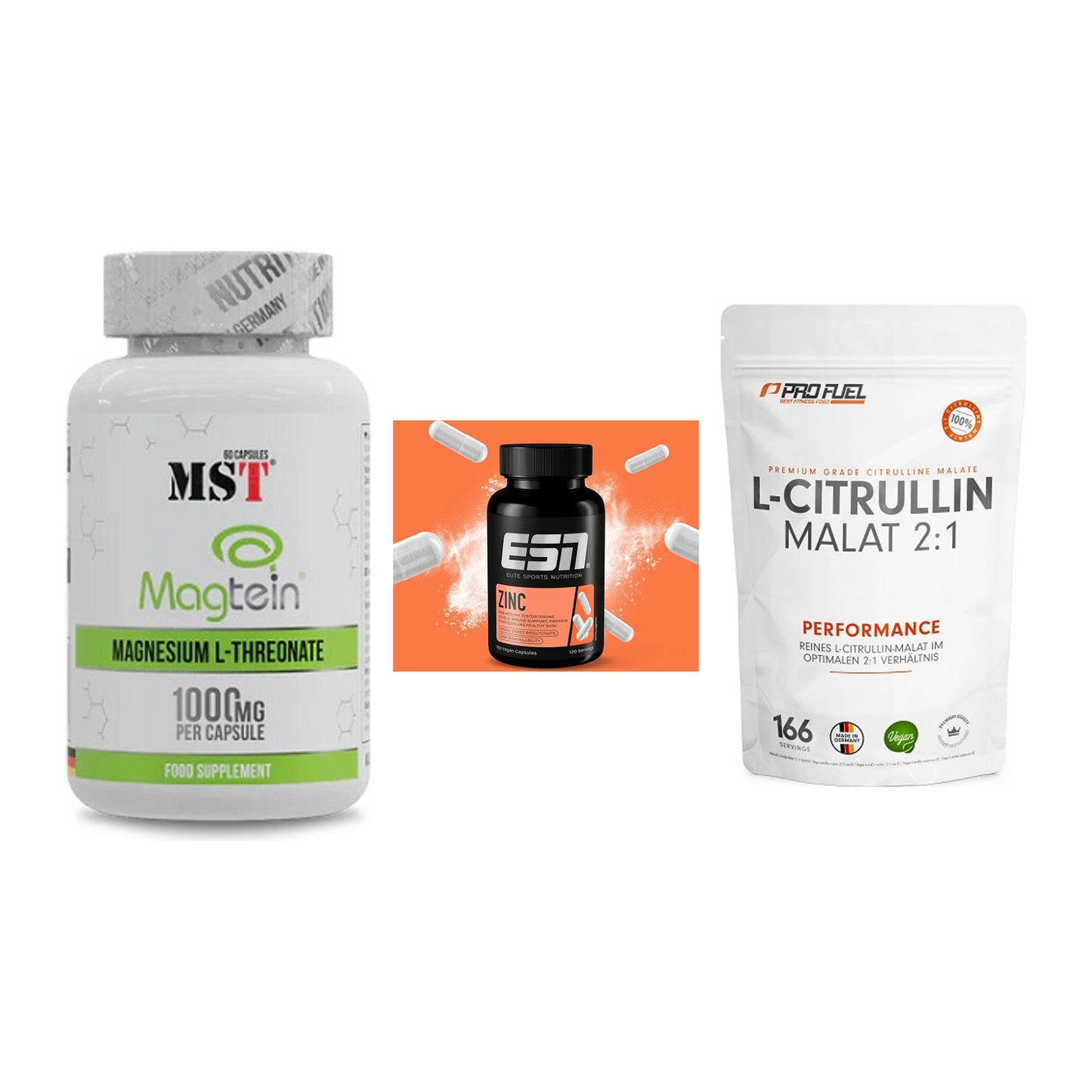 Ausdauer-Set: MST Magnesium + ESN Zinc + ProFuel L-Citrul – alle enthaltenen Artikel