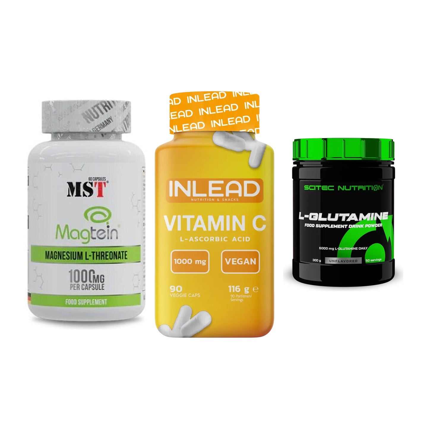 Ausdauer-Set: MST Magnesium + INLEAD Vitamin C + Scitec L-Glutami – alle enthaltenen Artikel