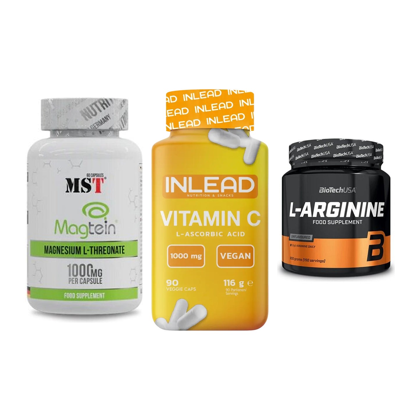 Ausdauer-Set: MST Magnesium + INLEAD Vitamin C + BioTech L-Argini – alle enthaltenen Artikel