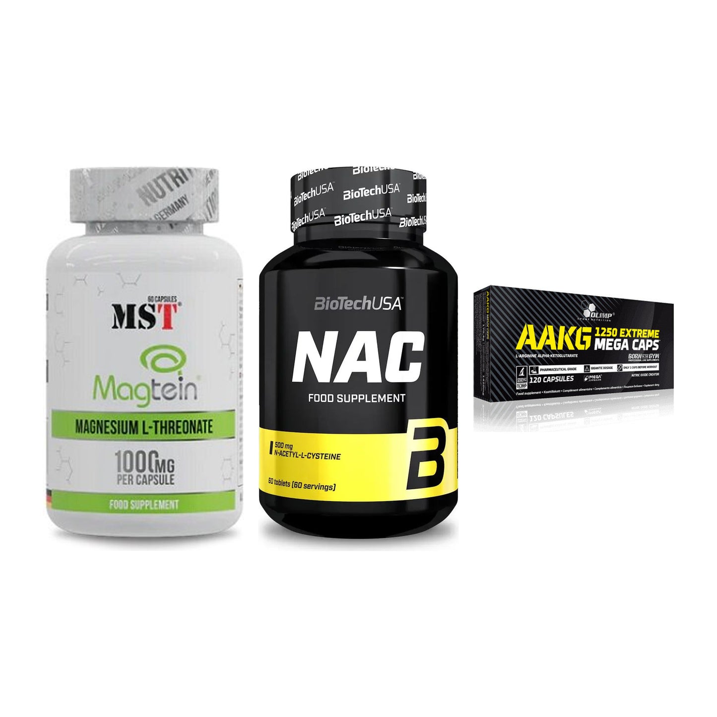 Ausdauer-Set: MST Magnesium + BioTech NAC + Olimp AAKG – alle enthaltenen Artikel