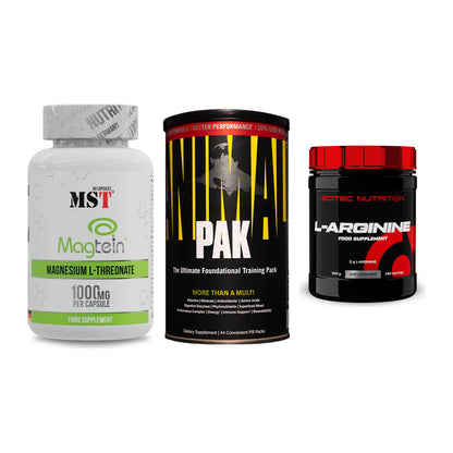 Ausdauer-Set: MST Magnesium + Universal Animal + Scitec Arginin – alle enthaltenen Artikel