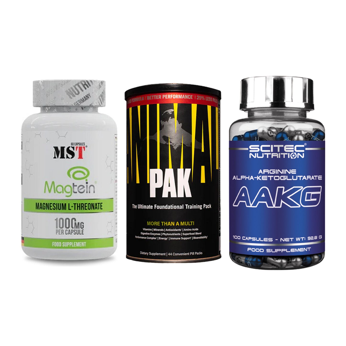 Ausdauer-Set: MST Magnesium + Universal Animal + Scitec AAKG – alle enthaltenen Artikel