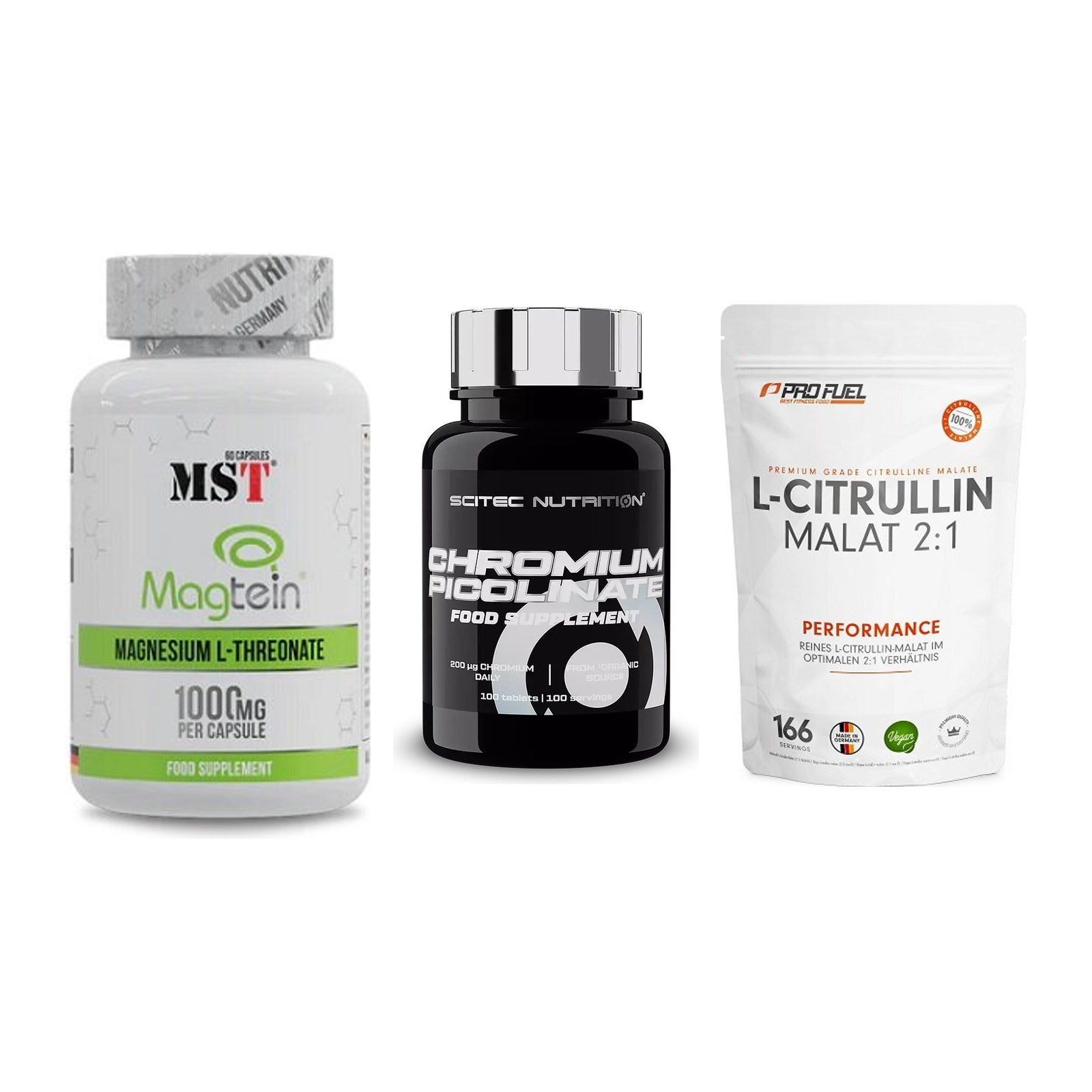 Ausdauer-Set: MST Magnesium + Scitec Chromium + ProFuel L-Citrul – alle enthaltenen Artikel