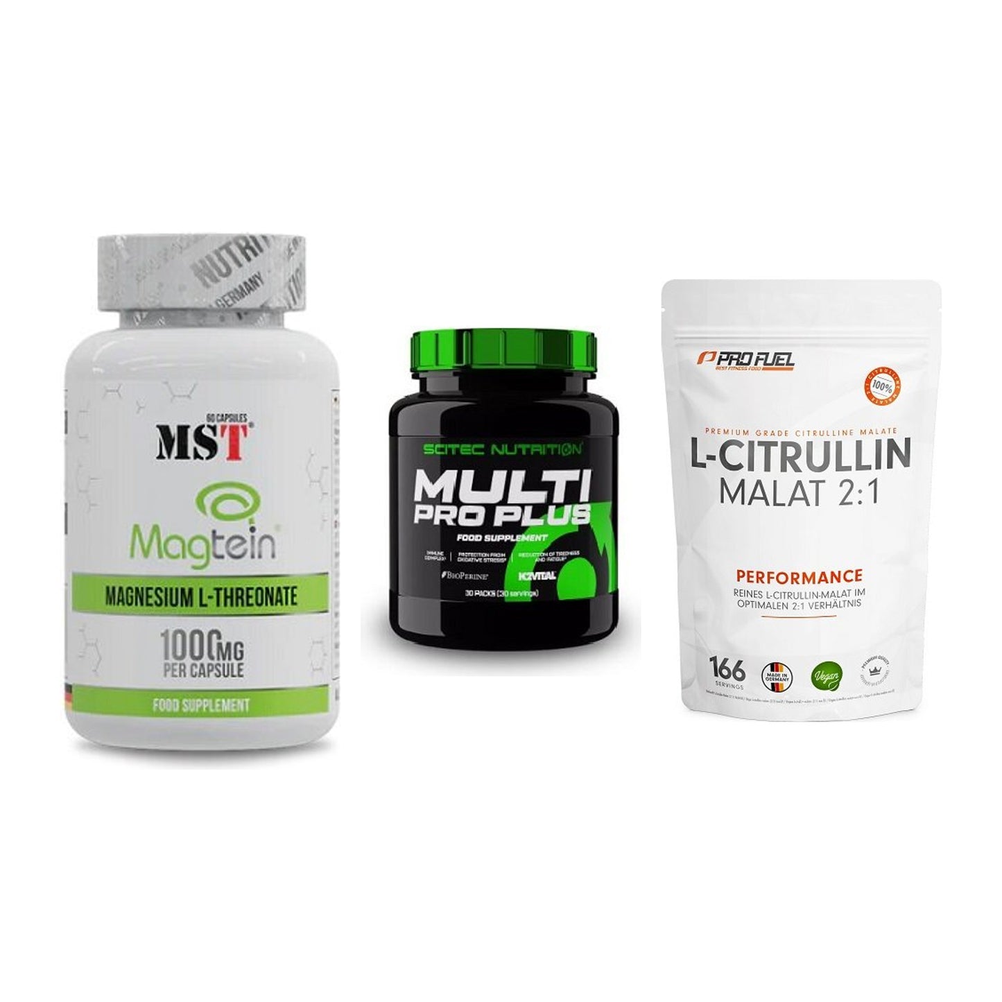 Ausdauer-Set: MST Magnesium + Scitec Multi Pro + ProFuel L-Citrul – alle enthaltenen Artikel