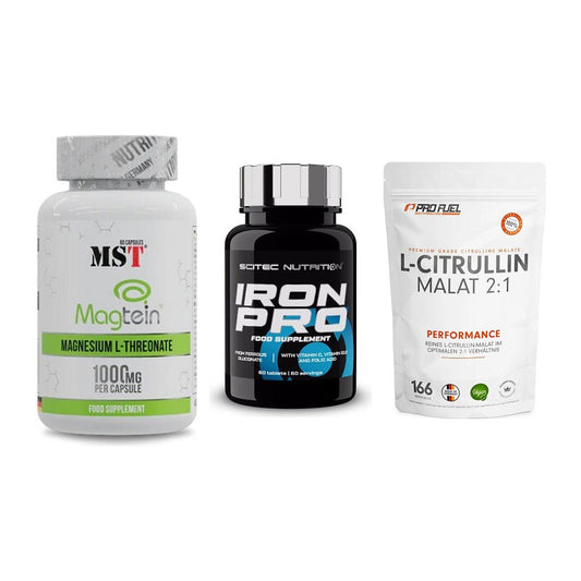 Ausdauer-Set: MST Magnesium + Scitec Iron Pro + ProFuel L-Citrul – alle enthaltenen Artikel