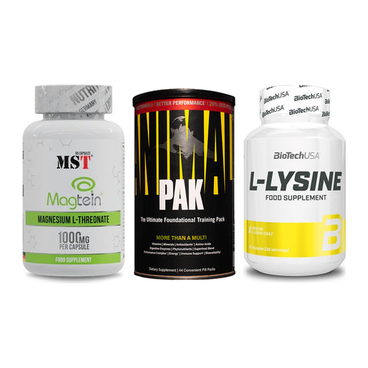 Ausdauer-Set: MST Magnesium + Universal Animal + BioTech L-Lysine – alle enthaltenen Artikel