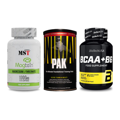 Ausdauer-Set: MST Magnesium + Universal Animal + BioTech BCAA+B6 – alle enthaltenen Artikel