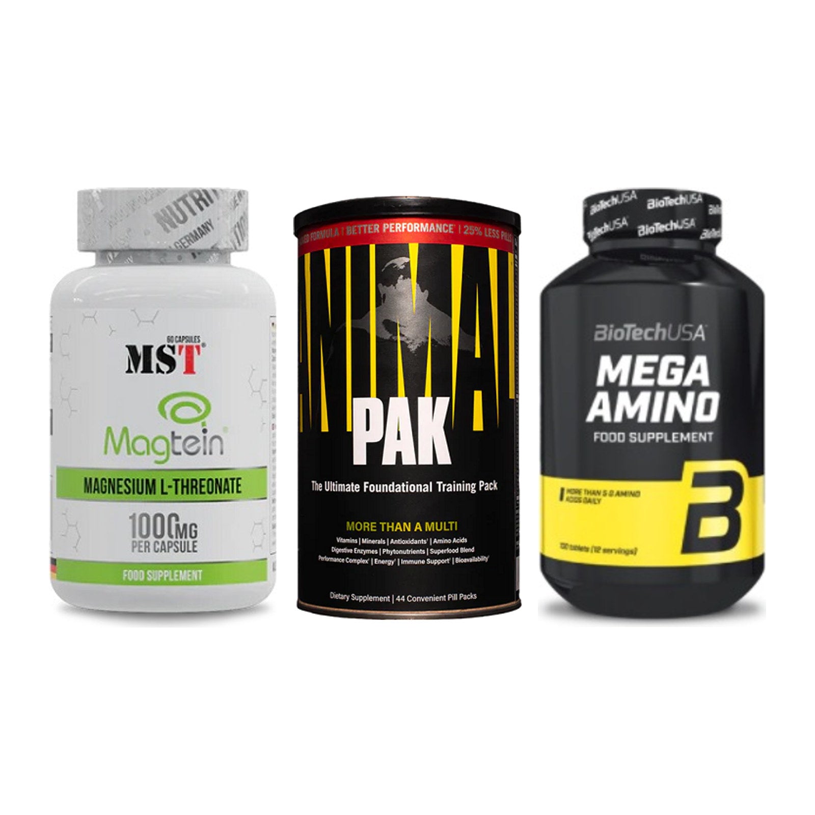 Ausdauer-Set: MST Magnesium + Universal Animal + BioTech Mega – alle enthaltenen Artikel
