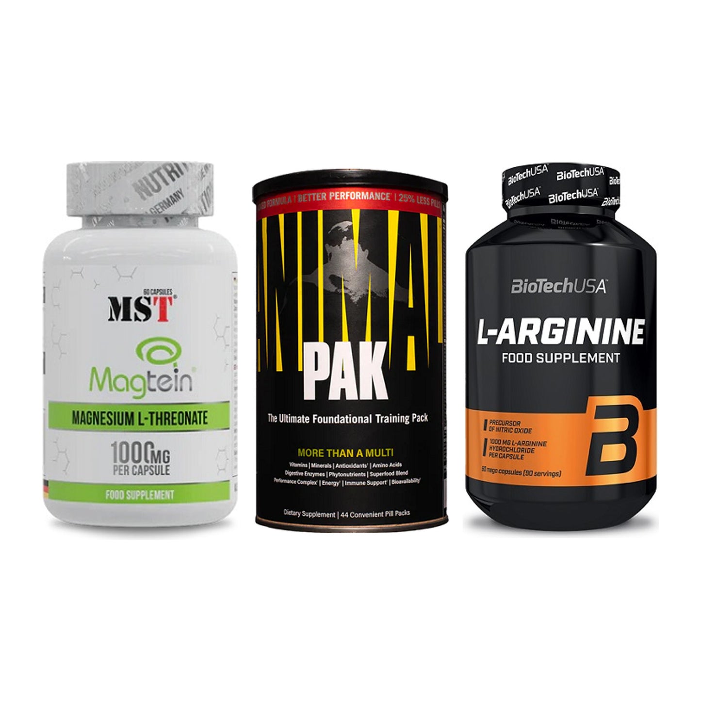 Ausdauer-Set: MST Magnesium + Universal Animal + BioTech L-Argini – alle enthaltenen Artikel