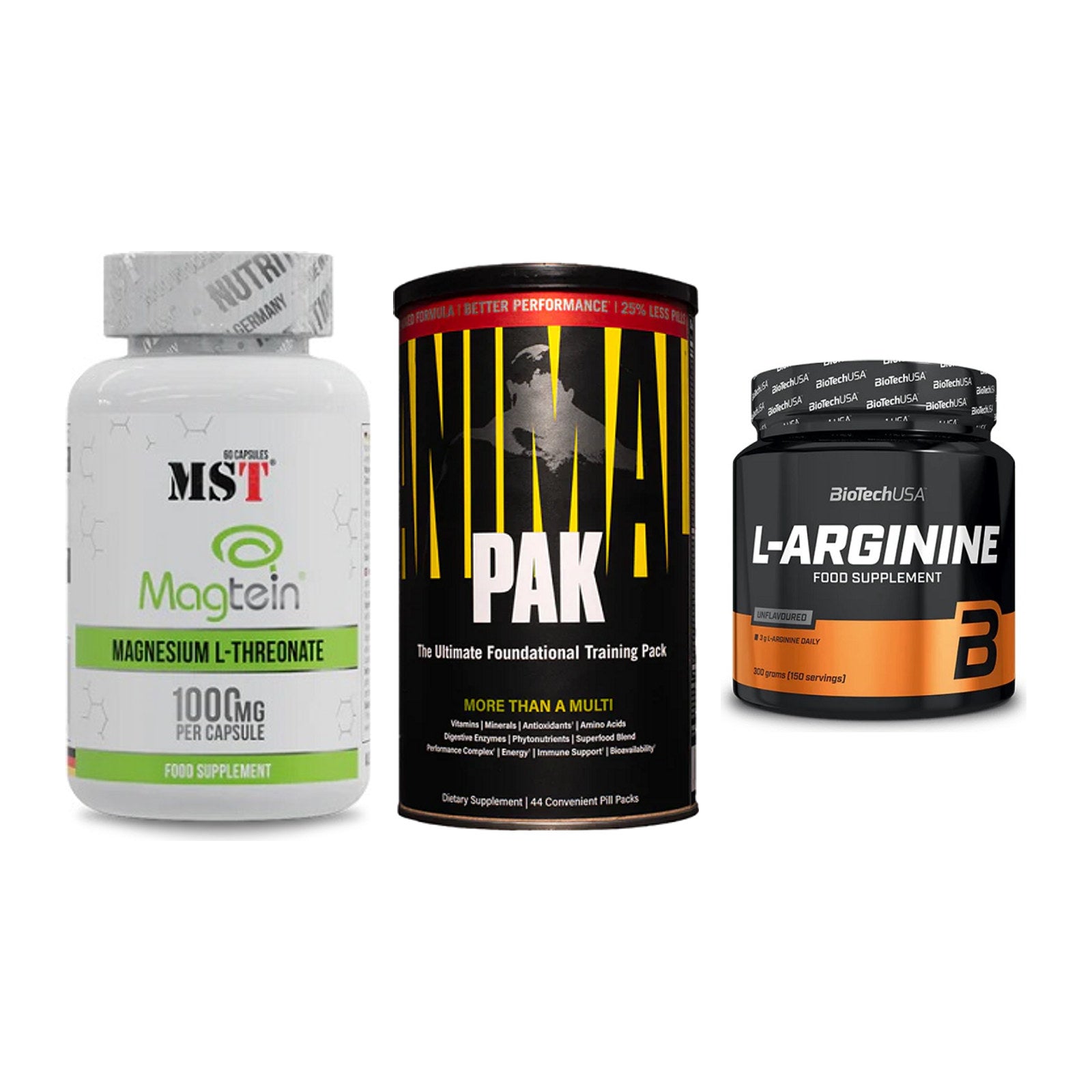 Ausdauer-Set: MST Magnesium + Universal Animal + BioTech L-Argini – alle enthaltenen Artikel