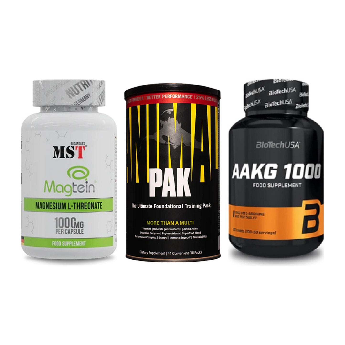 Ausdauer-Set: MST Magnesium + Universal Animal + BioTech AAKG – alle enthaltenen Artikel