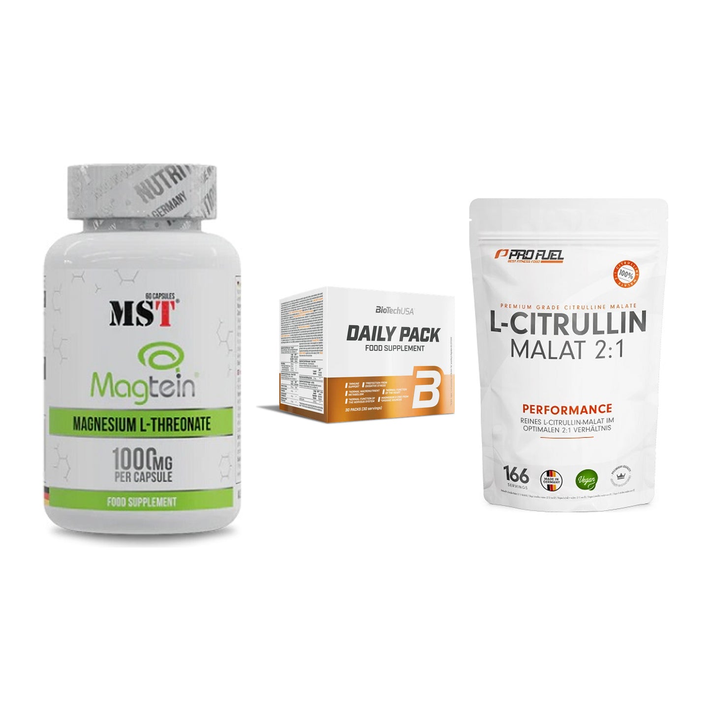 Ausdauer-Set: MST Magnesium + BioTech Daily + ProFuel L-Citrul – alle enthaltenen Artikel