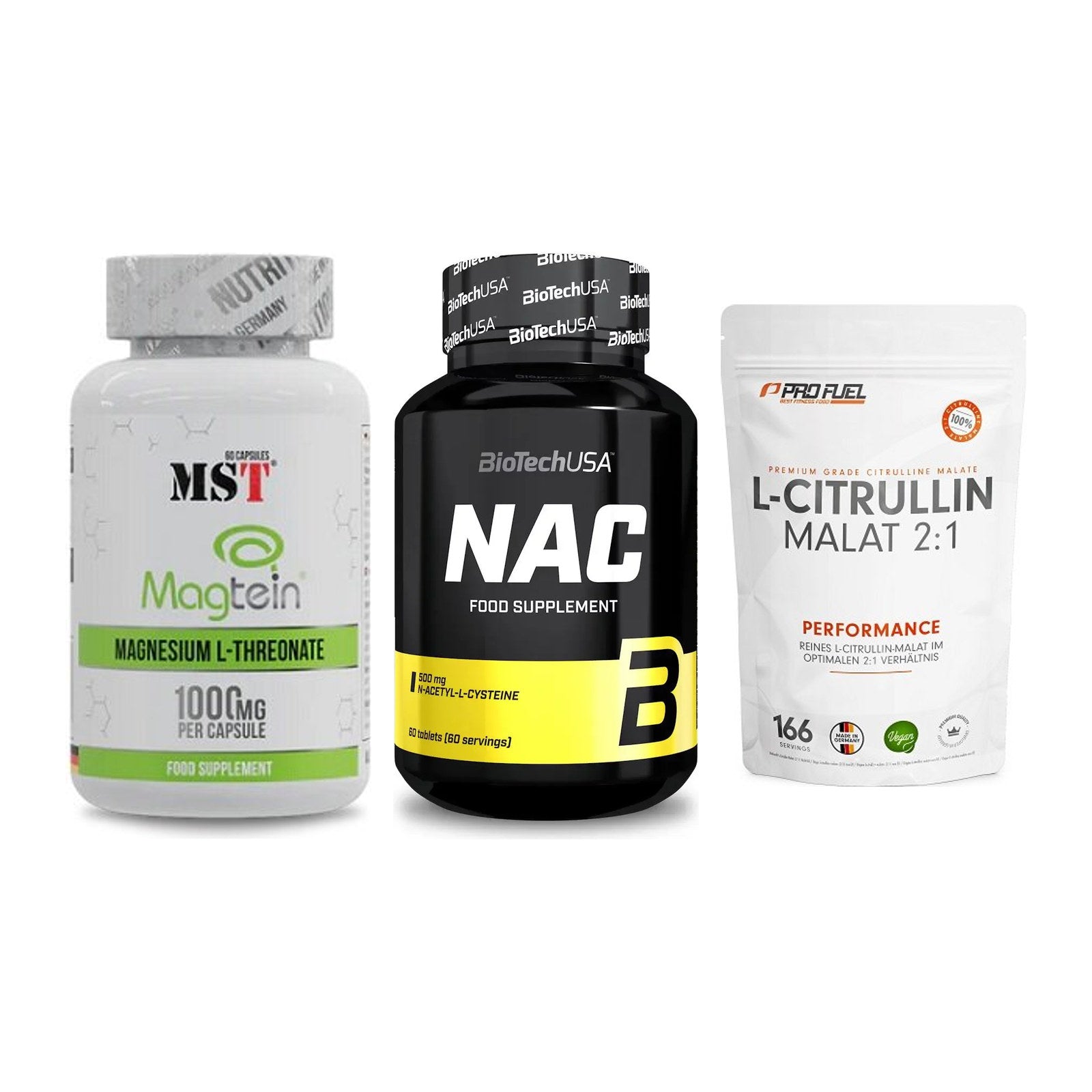 Ausdauer-Set: MST Magnesium + BioTech NAC + ProFuel L-Citrul – alle enthaltenen Artikel