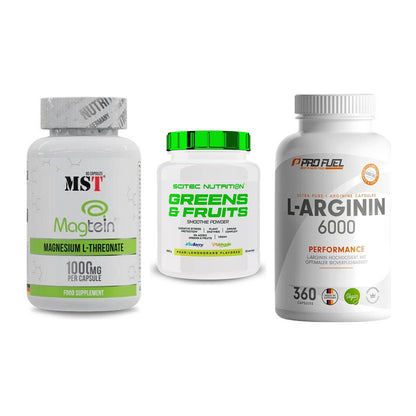 Ausdauer-Set: MST Magnesium + Scitec Greens + ProFuel L-Argini – alle enthaltenen Artikel
