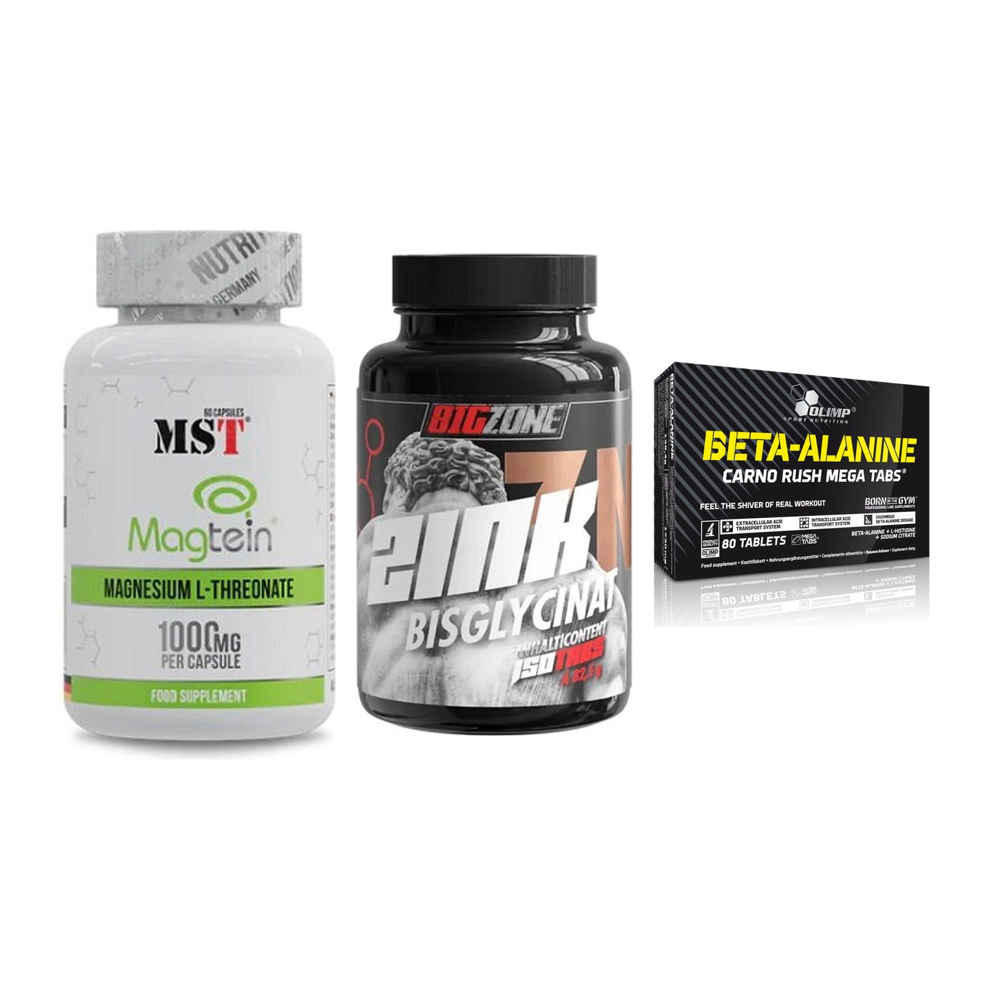 Ausdauer-Set: MST Magnesium + Big Zone Zink + Olimp Beta-Alani – alle enthaltenen Artikel