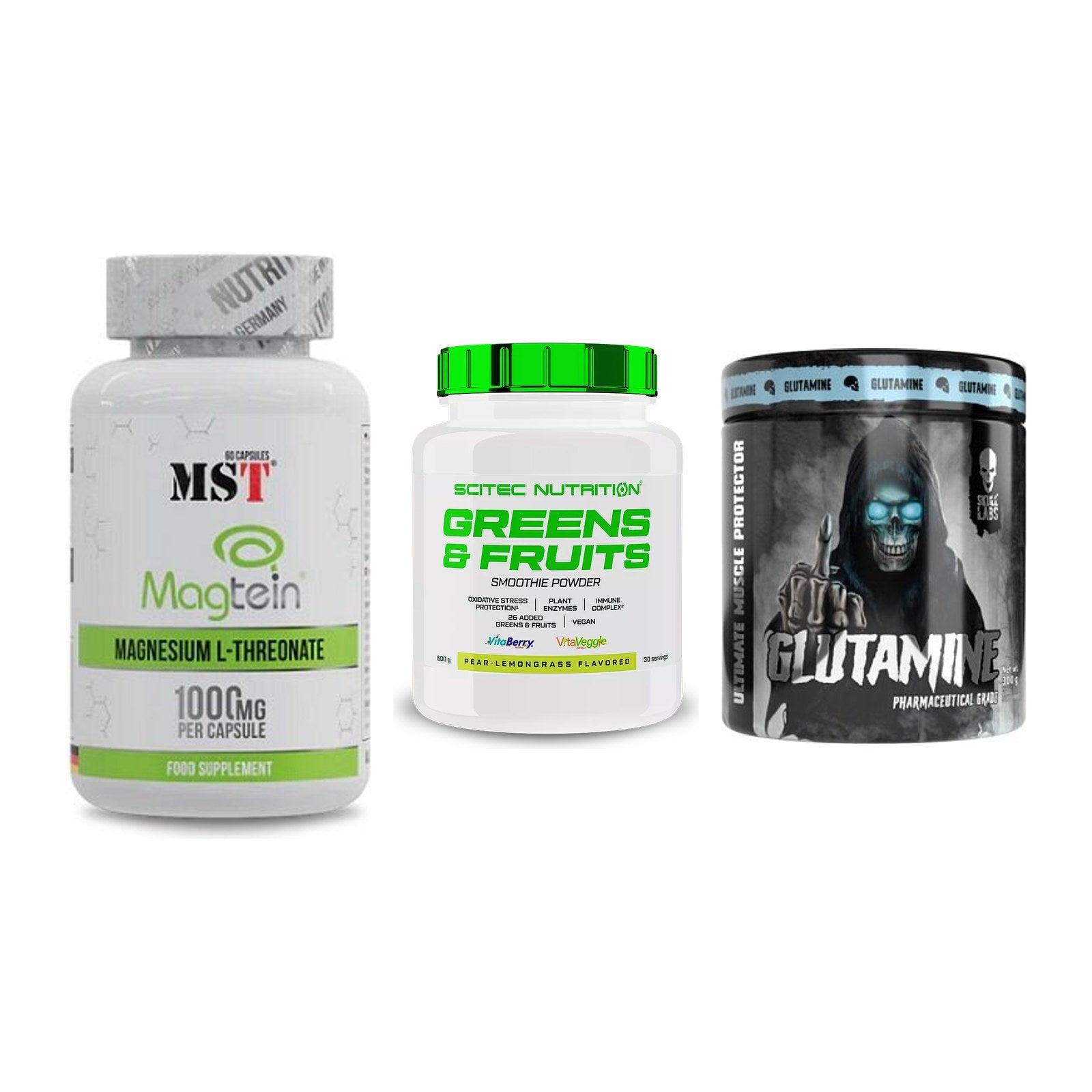Ausdauer-Set: MST Magnesium + Scitec Greens + Skull Labs – alle enthaltenen Artikel