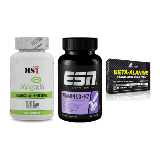 Ausdauer-Set: MST Magnesium + ESN Vitamin D3 + Olimp Beta-Alani – alle enthaltenen Artikel