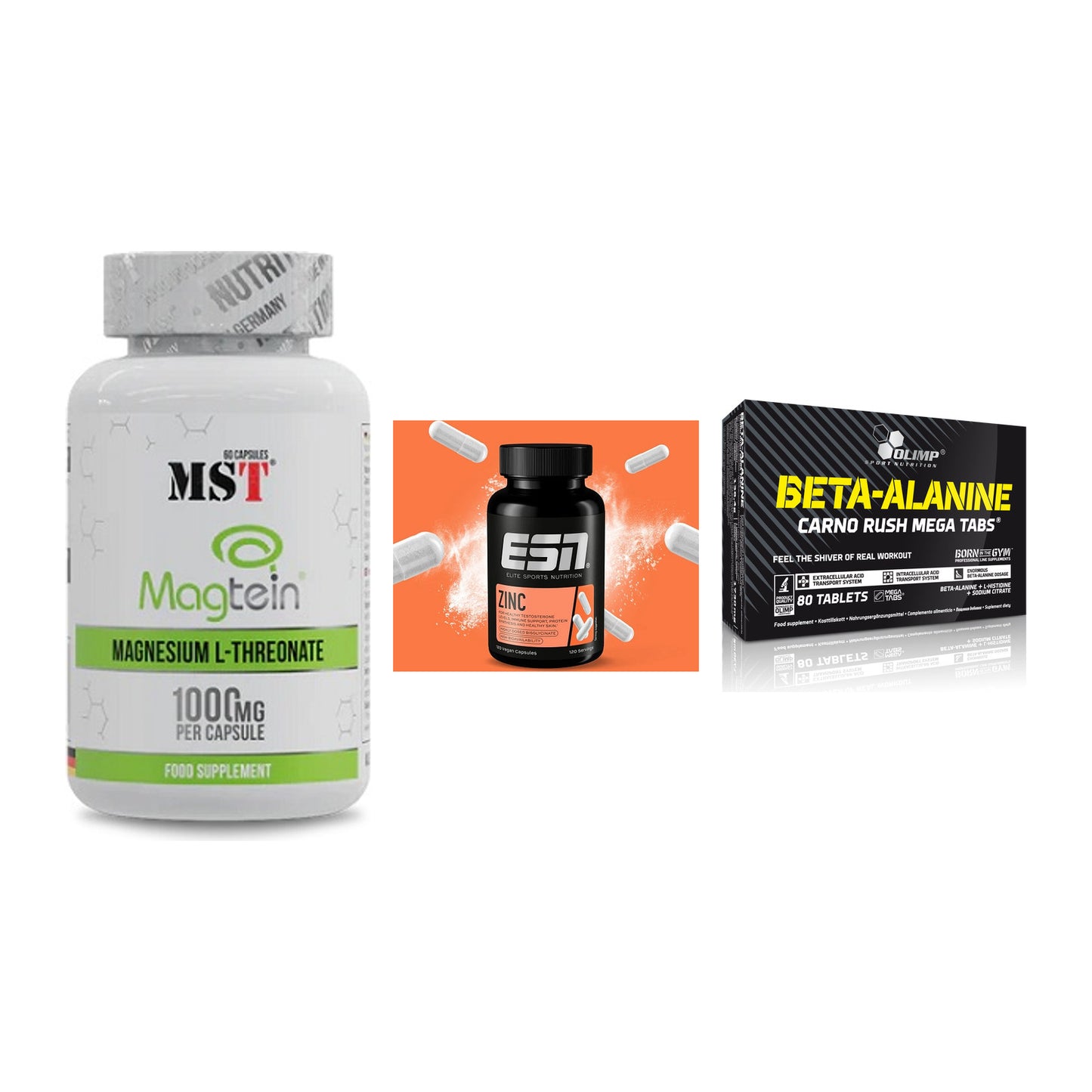 Ausdauer-Set: MST Magnesium + ESN Zinc + Olimp Beta-Alani – alle enthaltenen Artikel