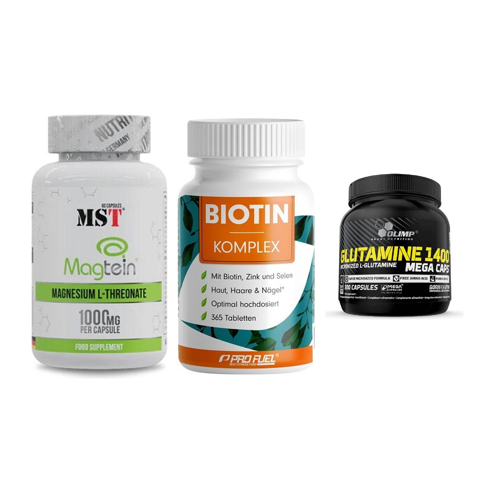Ausdauer-Set: MST Magnesium + ProFuel BIOTIN + Olimp L-Glutamin – alle enthaltenen Artikel