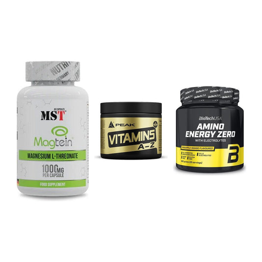Ausdauer-Set: MST Magnesium + Peak Vitamin A-Z + BioTech Amino – alle enthaltenen Artikel