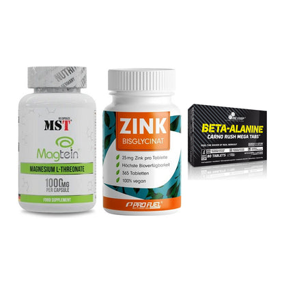 Ausdauer-Set: MST Magnesium + ProFuel Zink + Olimp Beta-Alani – alle enthaltenen Artikel