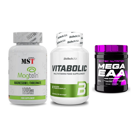 Ausdauer-Set: MST Magnesium + BioTech Vitaboli + Scitec Mega EAA – alle enthaltenen Artikel