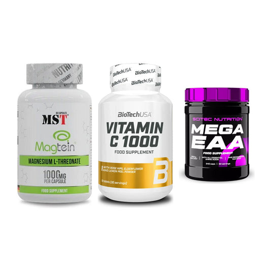 Ausdauer-Set: MST Magnesium + BioTech Vitamin + Scitec Mega EAA – alle enthaltenen Artikel