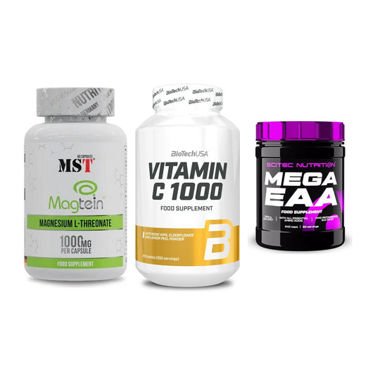 Ausdauer-Set: MST Magnesium + BioTech Vitamin + Scitec Mega EAA – alle enthaltenen Artikel