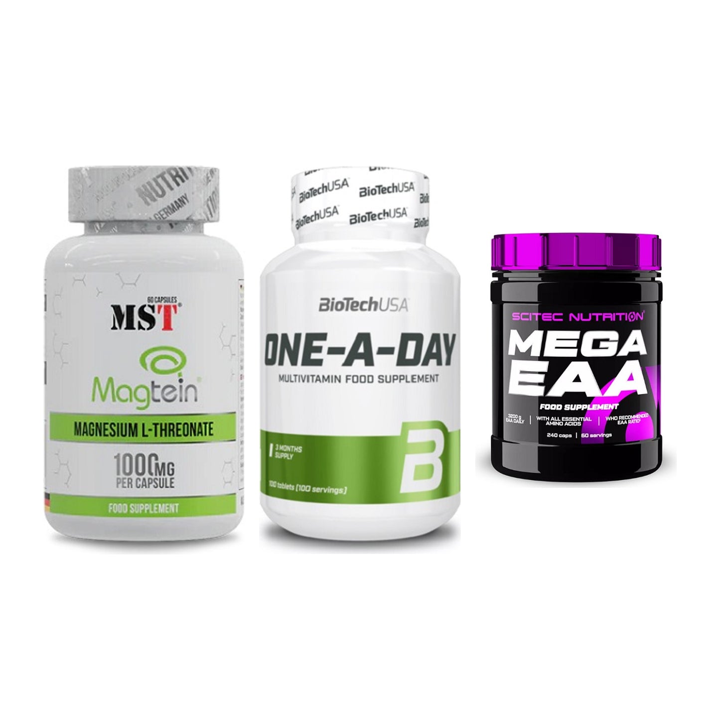 Ausdauer-Set: MST Magnesium + BioTech One A + Scitec Mega EAA – alle enthaltenen Artikel