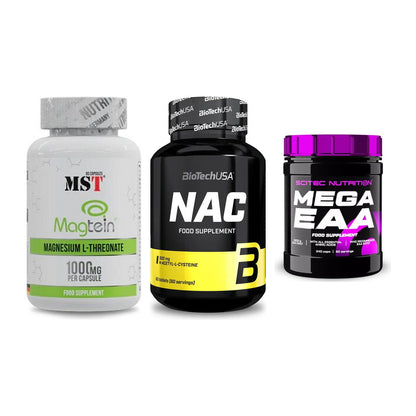 Ausdauer-Set: MST Magnesium + BioTech NAC + Scitec Mega EAA – alle enthaltenen Artikel