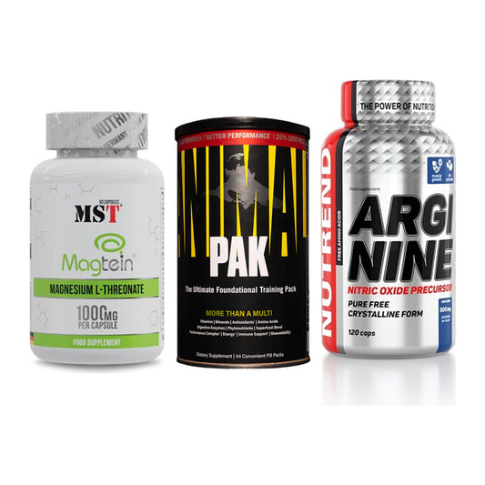 Ausdauer-Set: MST Magnesium + Universal Animal + Nutrend Arginine – alle enthaltenen Artikel