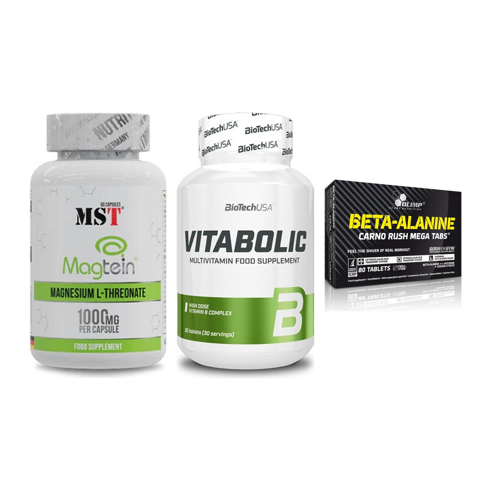 Ausdauer-Set: MST Magnesium + BioTech Vitaboli + Olimp Beta-Alani – alle enthaltenen Artikel