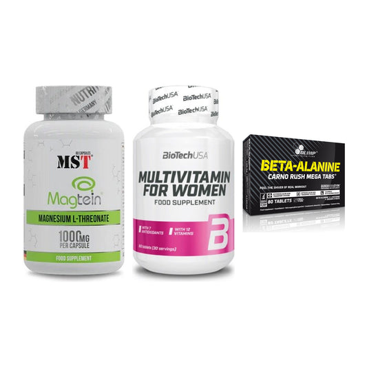 Ausdauer-Set: MST Magnesium + BioTech Multivit + Olimp Beta-Alani – alle enthaltenen Artikel