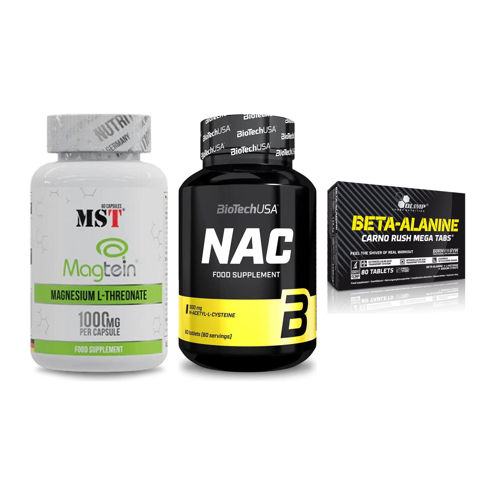 Ausdauer-Set: MST Magnesium + BioTech NAC + Olimp Beta-Alani – alle enthaltenen Artikel