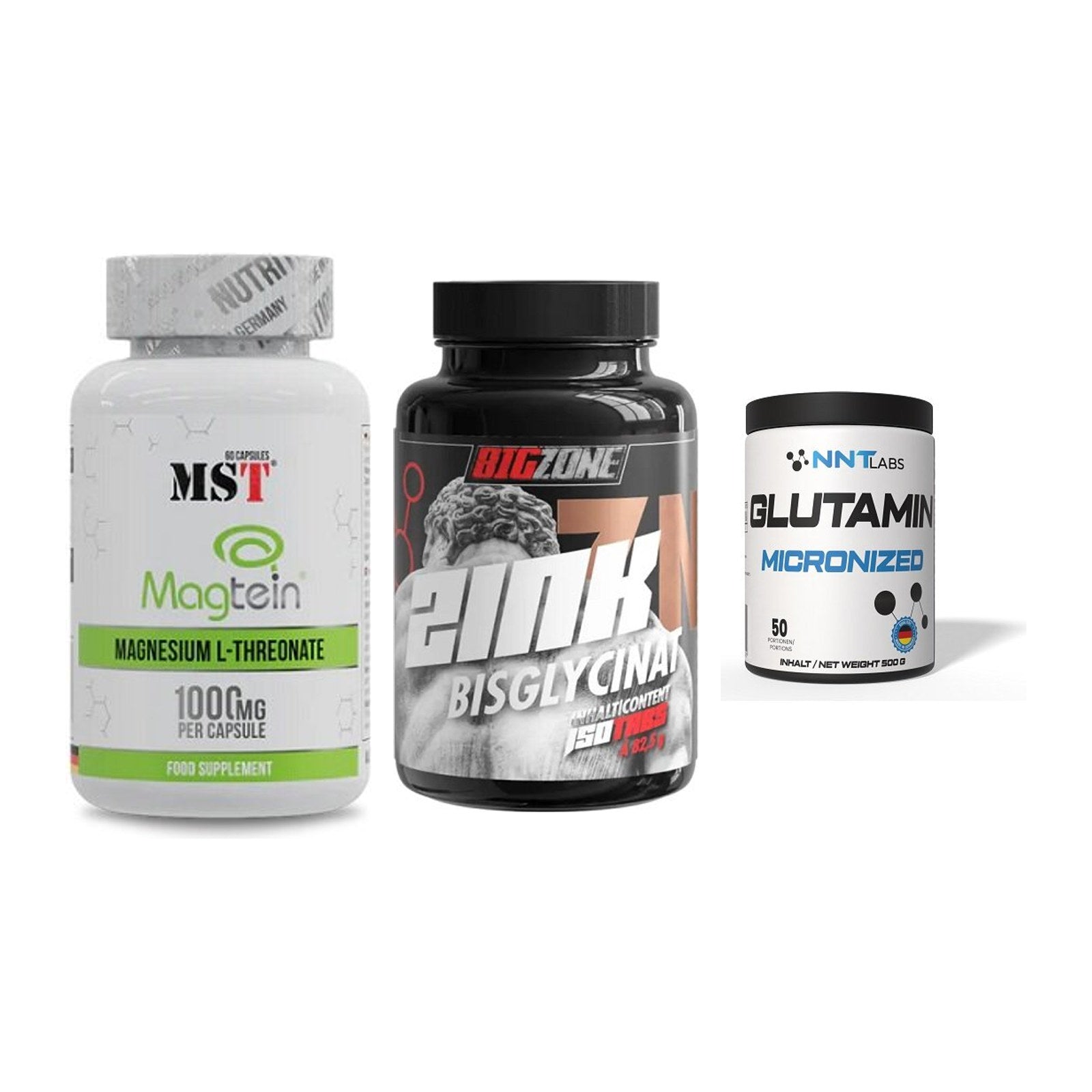 Ausdauer-Set: MST Magnesium + Big Zone Zink + NNT Glutamin – alle enthaltenen Artikel