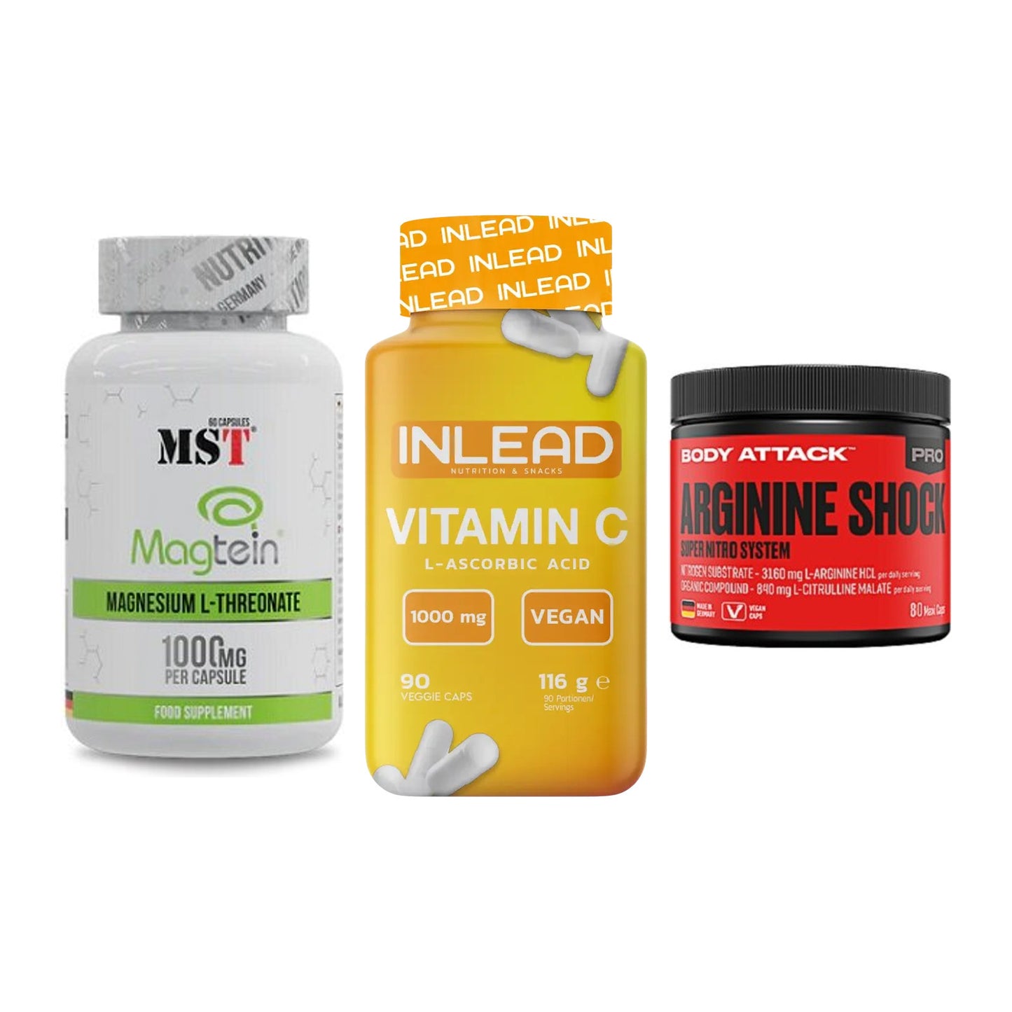 Ausdauer-Set: MST Magnesium + INLEAD Vitamin C + Body Attack – alle enthaltenen Artikel