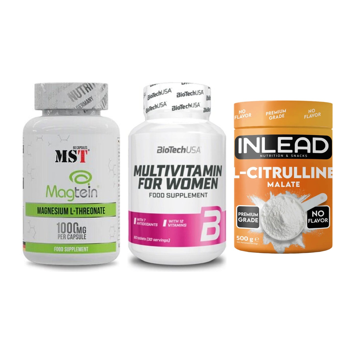 Ausdauer-Set: MST Magnesium + BioTech Multivit + INLEAD L-Citrull – alle enthaltenen Artikel