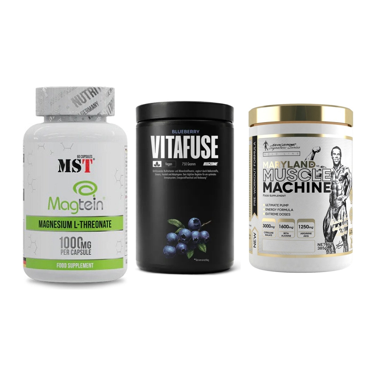 Ausdauer-Set: MST Magnesium + Big Zone Vitafus + Kevin Levrone – alle enthaltenen Artikel