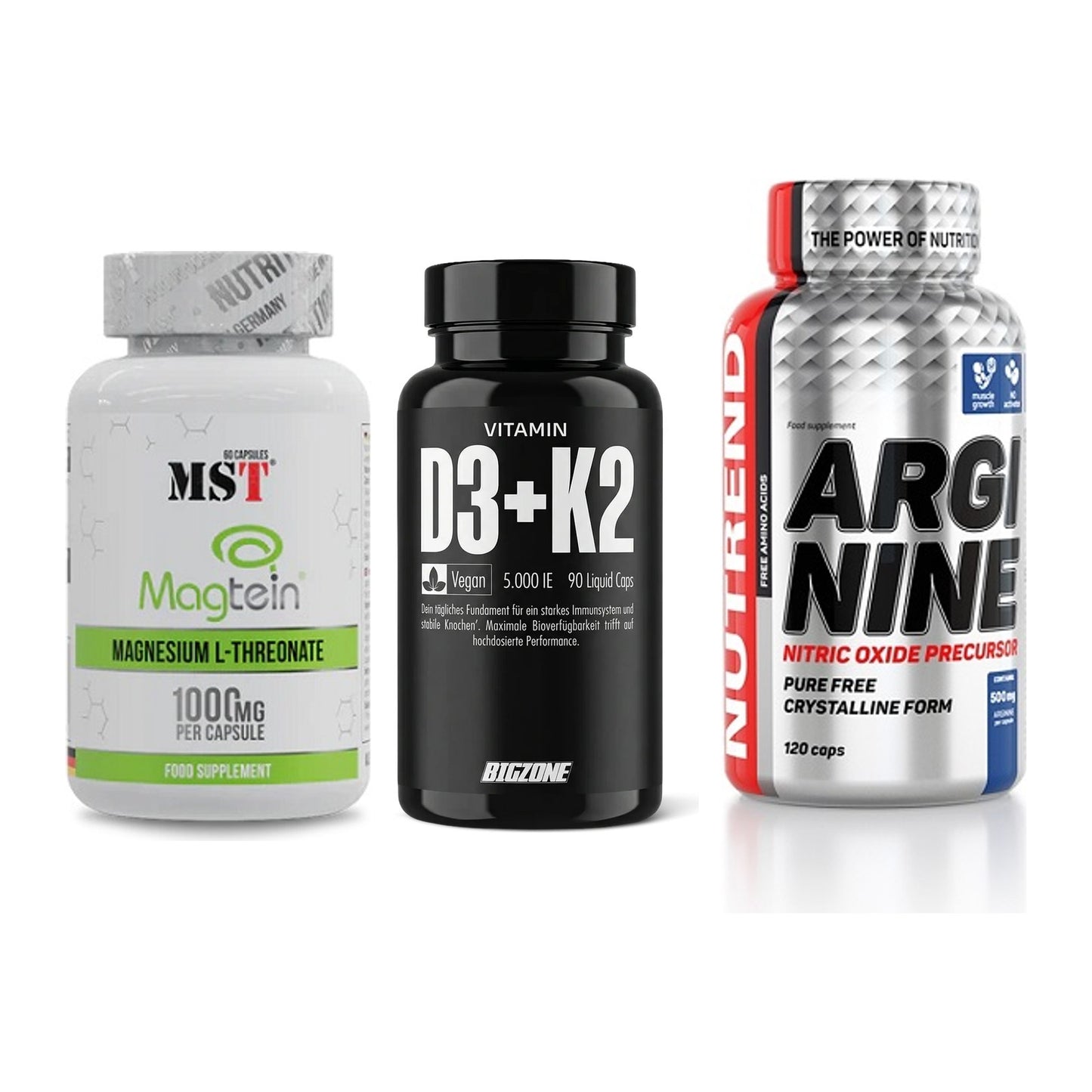 Ausdauer-Set: MST Magnesium + Big Zone Vitamin + Nutrend Arginine – alle enthaltenen Artikel