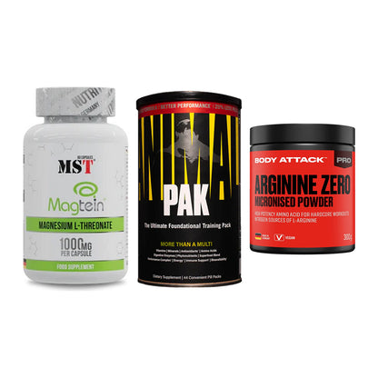 Ausdauer-Set: MST Magnesium + Universal Animal + Body Attack 100 – alle enthaltenen Artikel