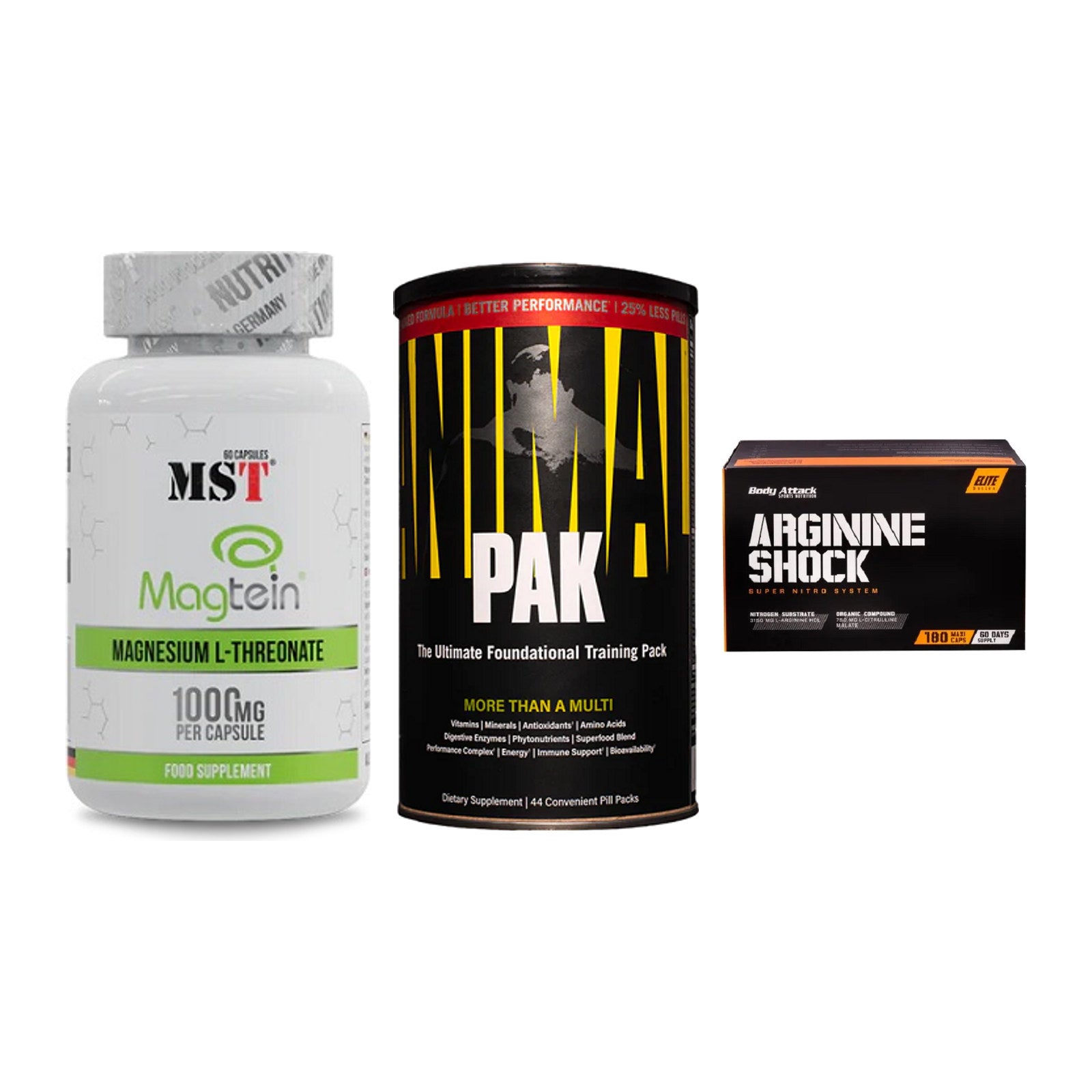 Ausdauer-Set: MST Magnesium + Universal Animal + Body Attack – alle enthaltenen Artikel