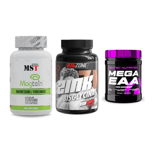 Ausdauer-Set: MST Magnesium + Big Zone Zink + Scitec Mega EAA – alle enthaltenen Artikel