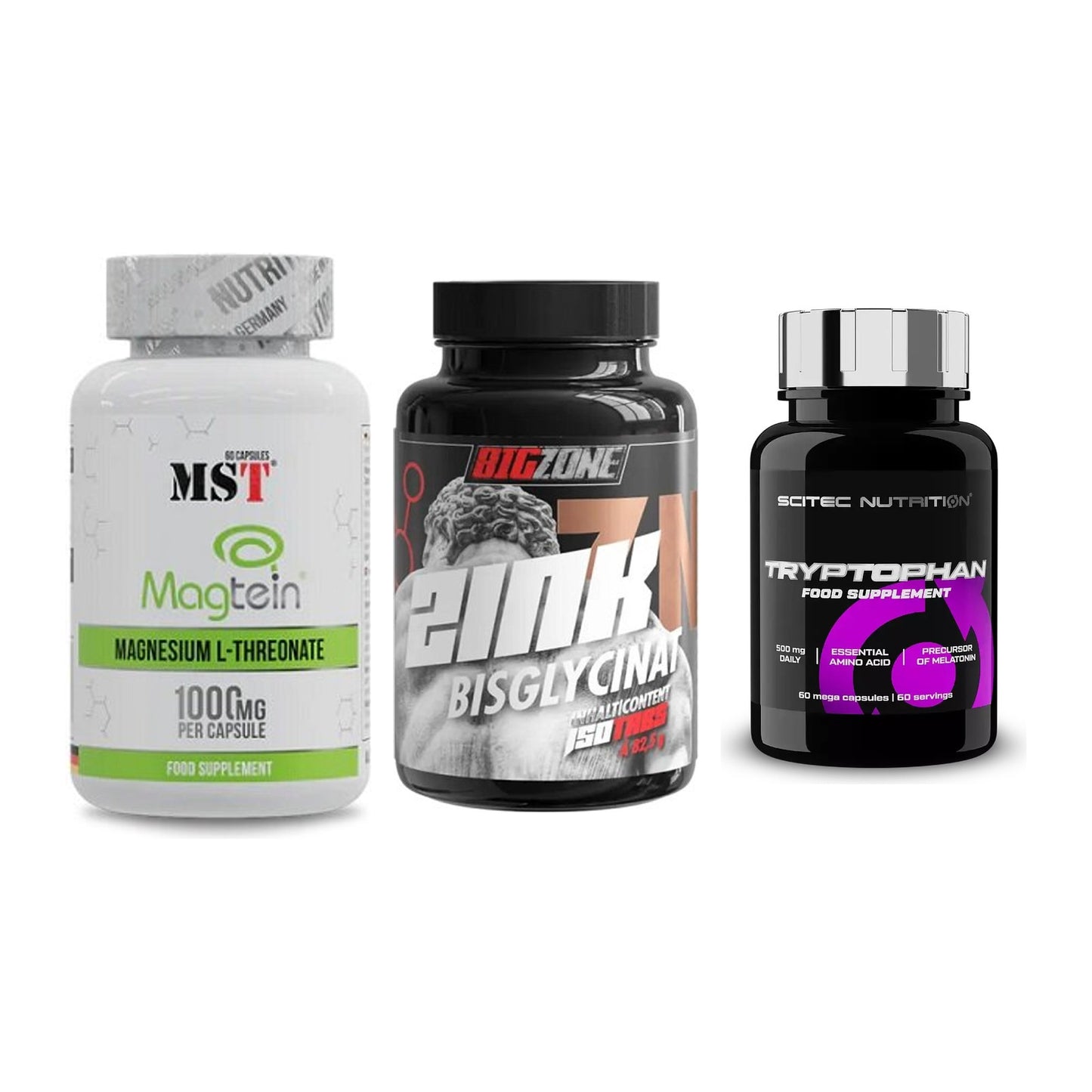 Ausdauer-Set: MST Magnesium + Big Zone Zink + Scitec Tryptopha – alle enthaltenen Artikel