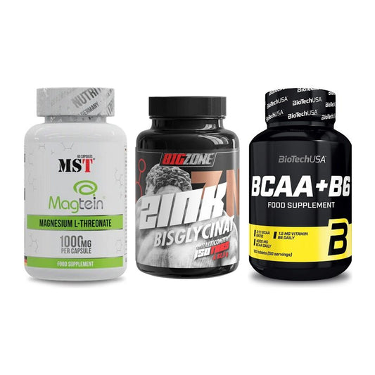 Ausdauer-Set: MST Magnesium + Big Zone Zink + BioTech BCAA+B6 – alle enthaltenen Artikel