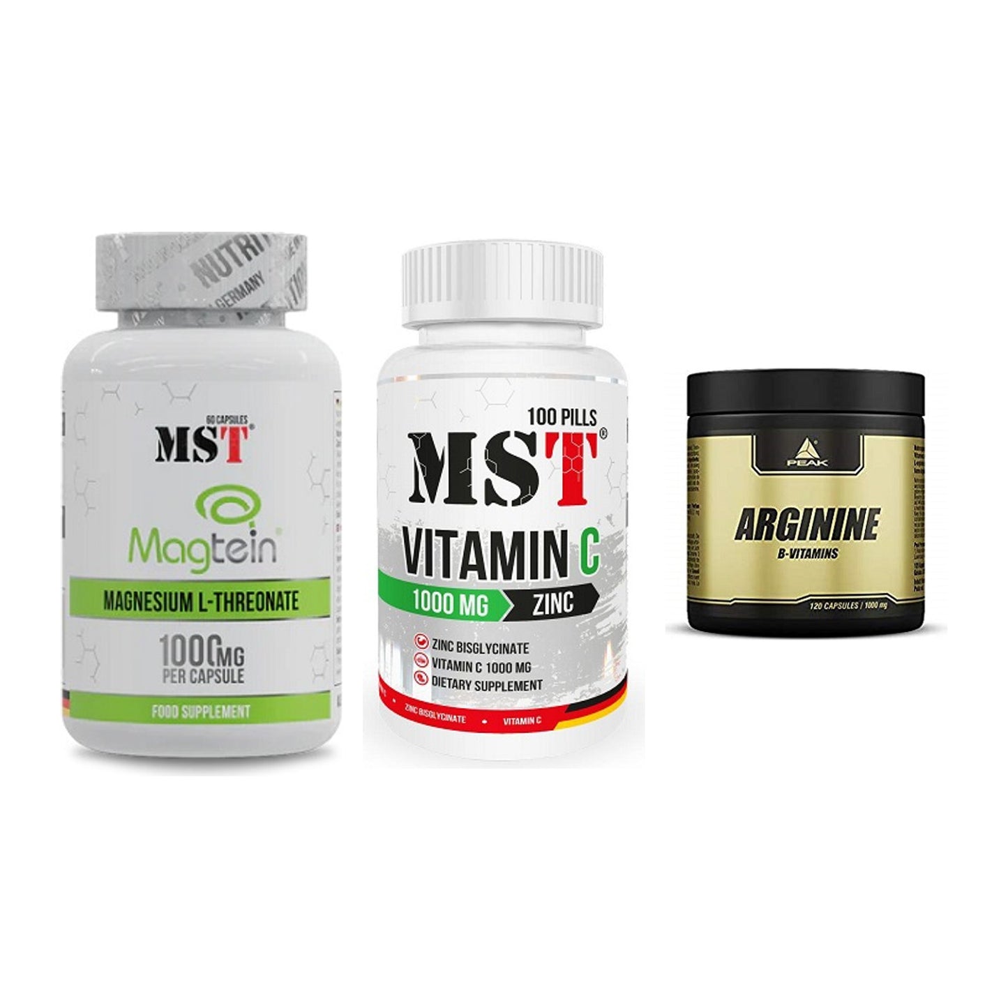 Ausdauer-Set: MST Magnesium + MST Vitamin C + Peak Arginin – alle enthaltenen Artikel