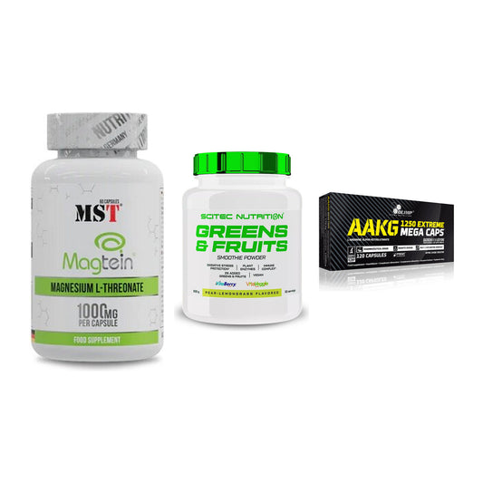 Ausdauer-Set: MST Magnesium + Scitec Greens + Olimp AAKG – alle enthaltenen Artikel