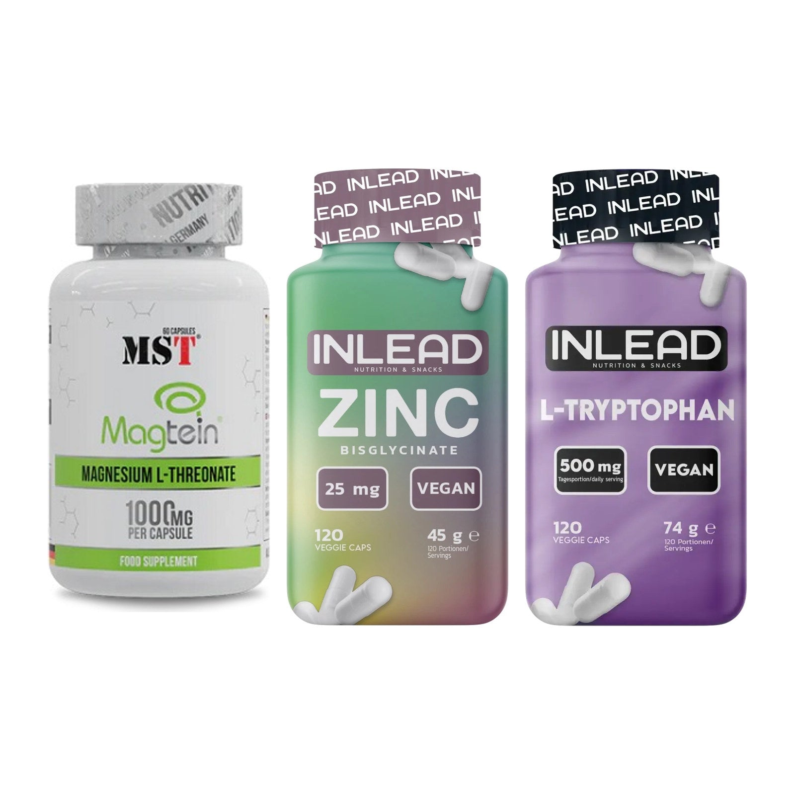 Ausdauer-Set: MST Magnesium + INLEAD Zink + INLEAD L-Tryptop – alle enthaltenen Artikel