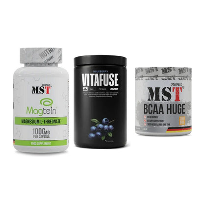 Ausdauer-Set: MST Magnesium + Big Zone Vitafus + MST BCAA Huge – alle enthaltenen Artikel