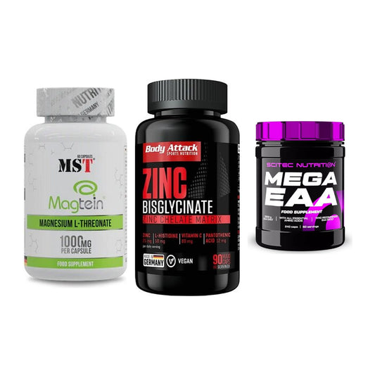 Ausdauer-Set: MST Magnesium + Body Attack Zink + Scitec Mega EAA – alle enthaltenen Artikel