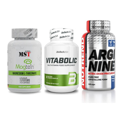 Ausdauer-Set: MST Magnesium + BioTech Vitaboli + Nutrend Arginine – alle enthaltenen Artikel